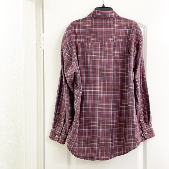 Haggar purple plaid long sleeve button down flannel shirt - Picture 2 of 3